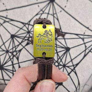 Zodiac Sagittarius bracelet vegan leather adjustable one size brac…